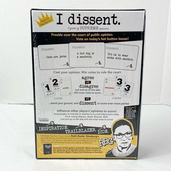 NEW I Dissent Ruth Bader Ginsburg RBG Card Game Board Game Buffalo Games - Picture 3 of 4